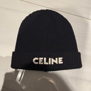 Celine Black Ribbed Beanie